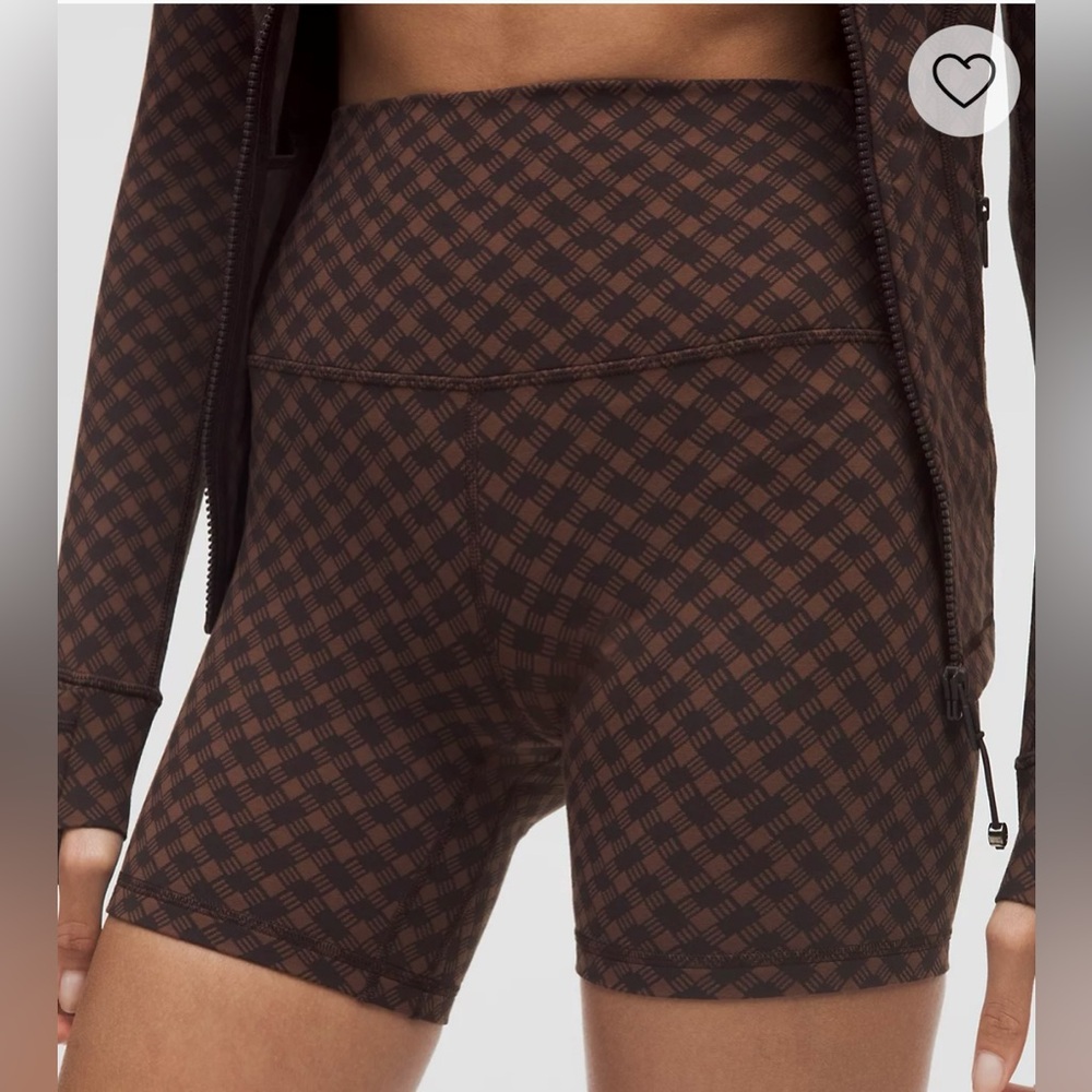 LULULEMON Align High-Rise Short 6” Square Heart Jacquard Java Sequoia NWOT